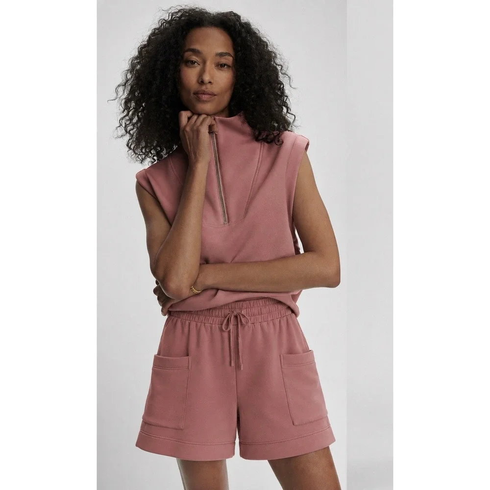 VARLEY SET Magnolia Half-Zip Sleeveless Tank Isabella Mid-Rise Short 4